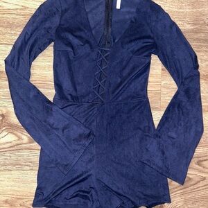 Navy Blue Long Sleeve Romper